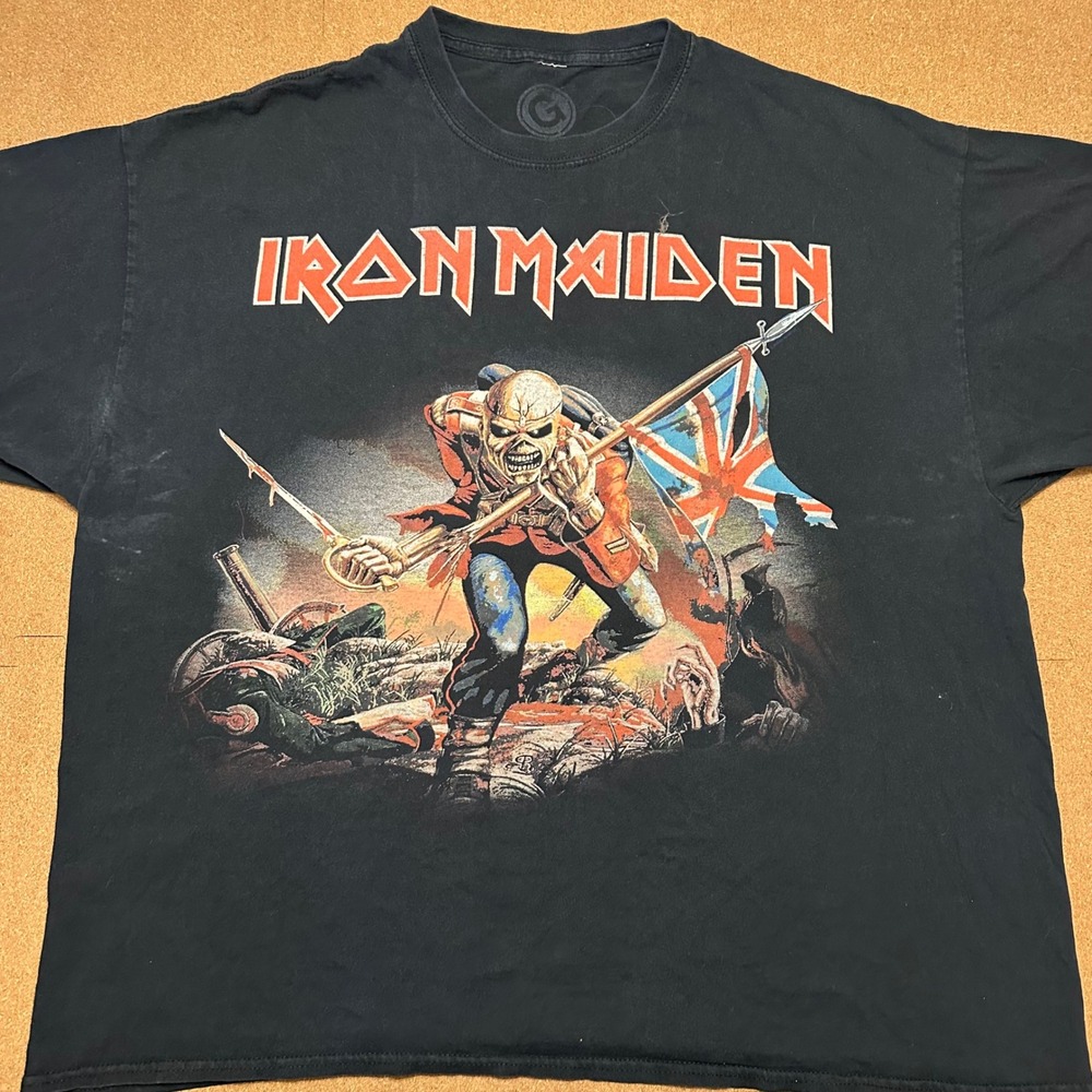 Iron Maiden T Shirt Mens XXL Black The Trooper Graphic Rock Band Short Sleeve